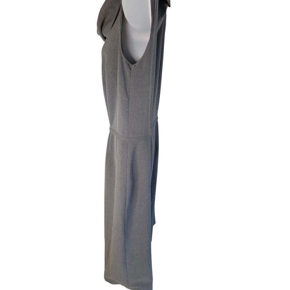 Tahari Gray Sleeveless Dress Sz 10 Cowl Neck Zip Up Back Slit Back - Picture 7 of 8